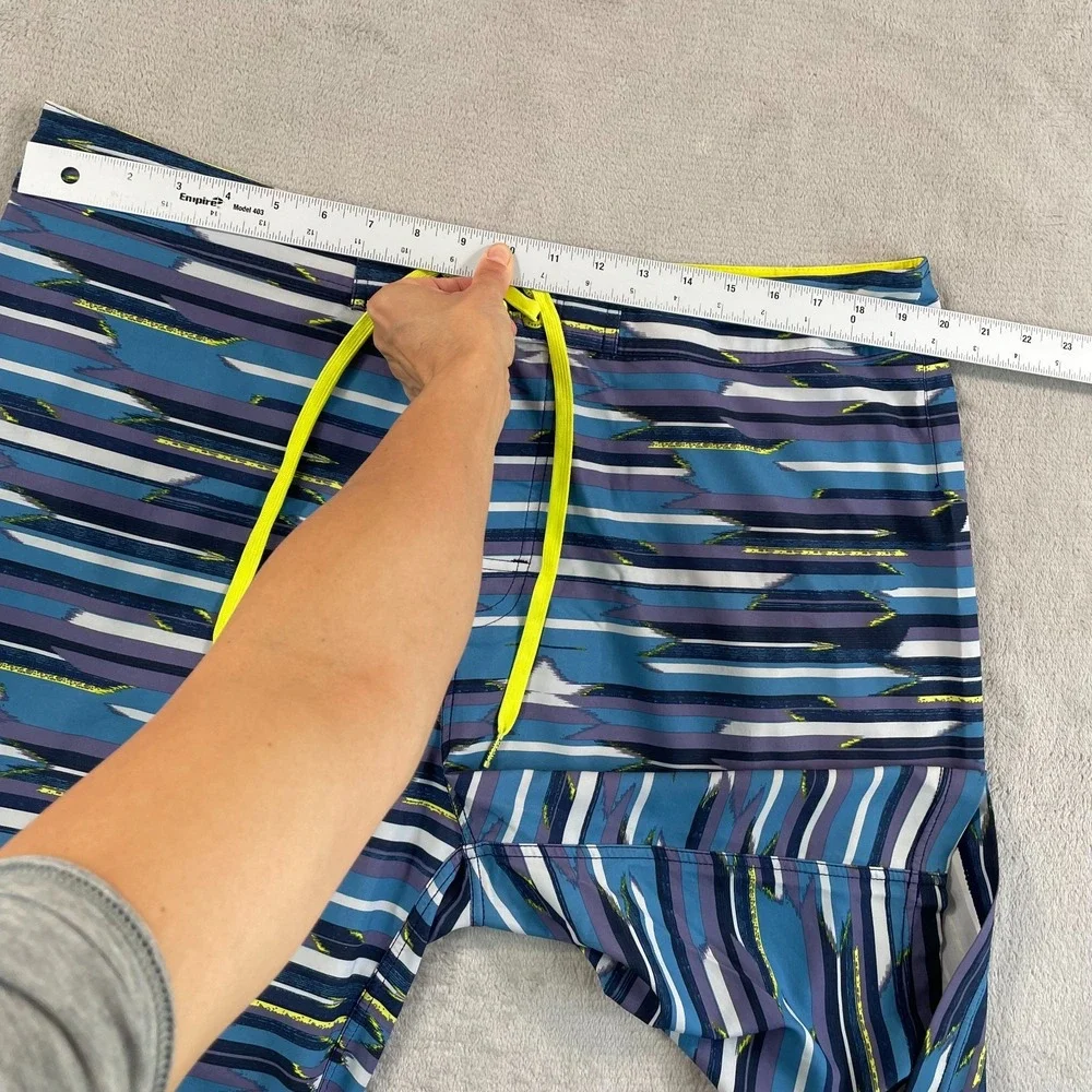 prAna Sediment Swim Board Shorts Men 38 UPF50‎ Zip Pocket Recycled Poly Beach